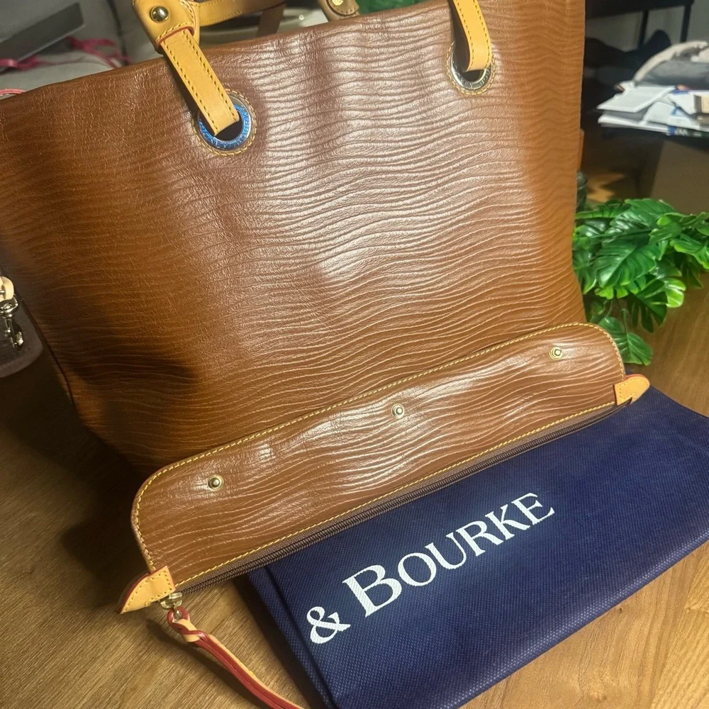 Dooney & Bourke Large Brown Leather Shopper Tote Shoulder Bag - Picture 3 of 11